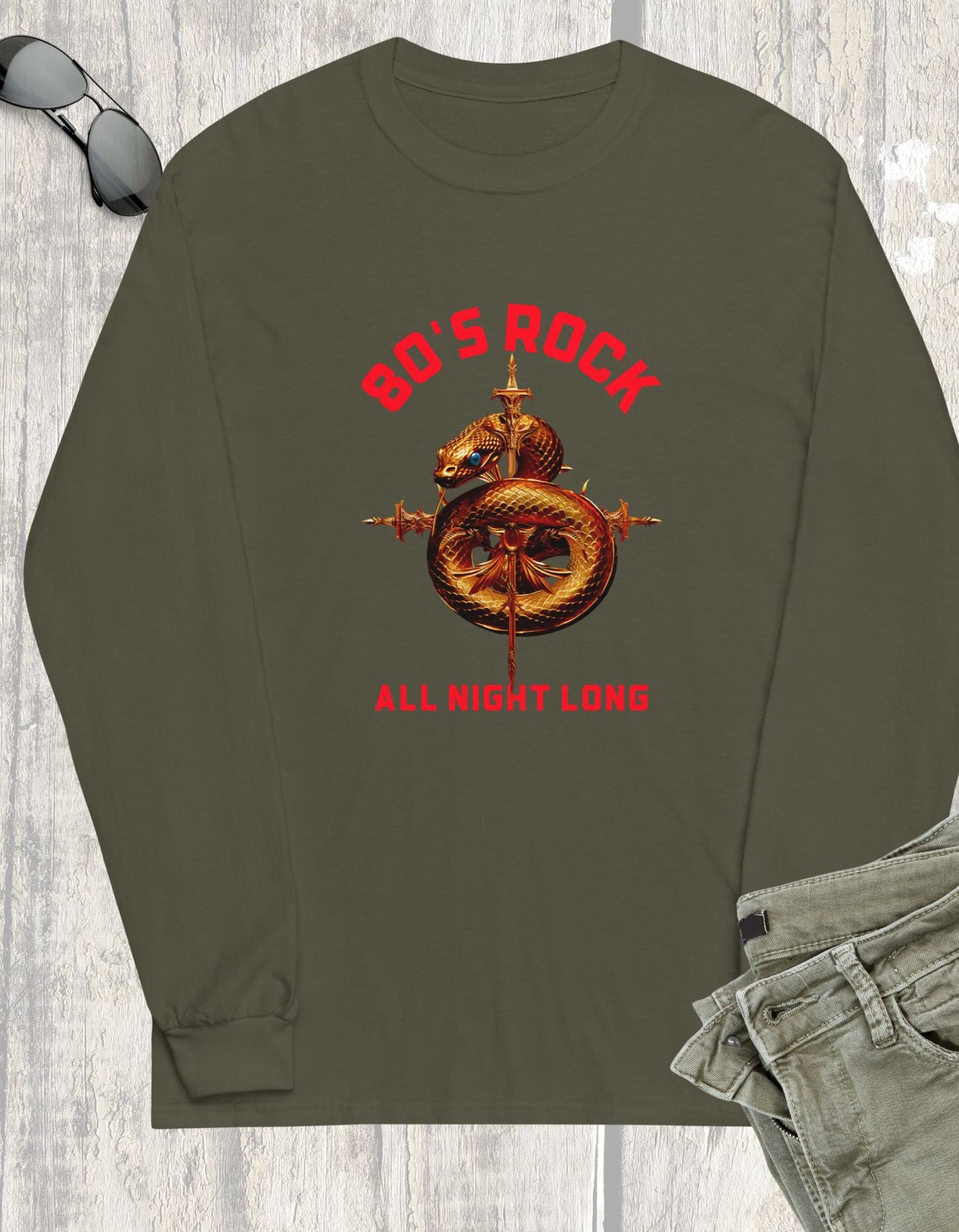 80s Rock All Night Long Sleeve Shirt || Happiness and Music Merch