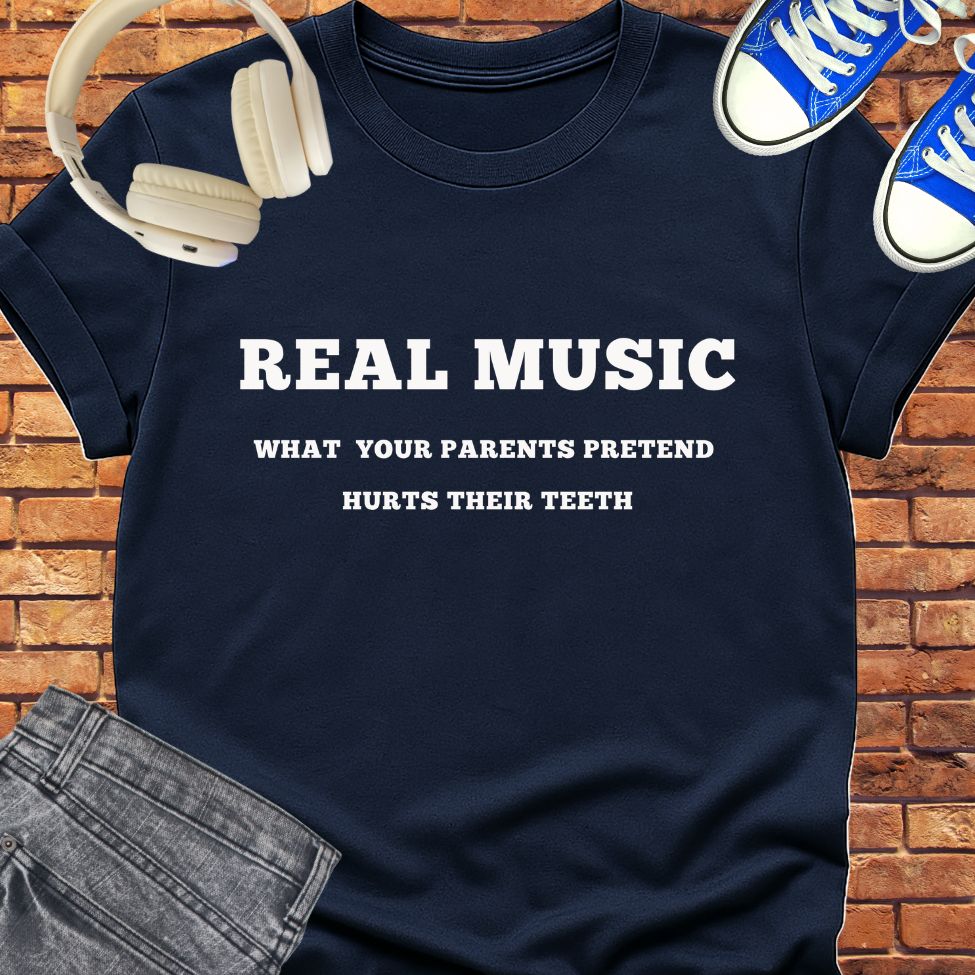 Real Music classic tee || Happiness and Music Merch