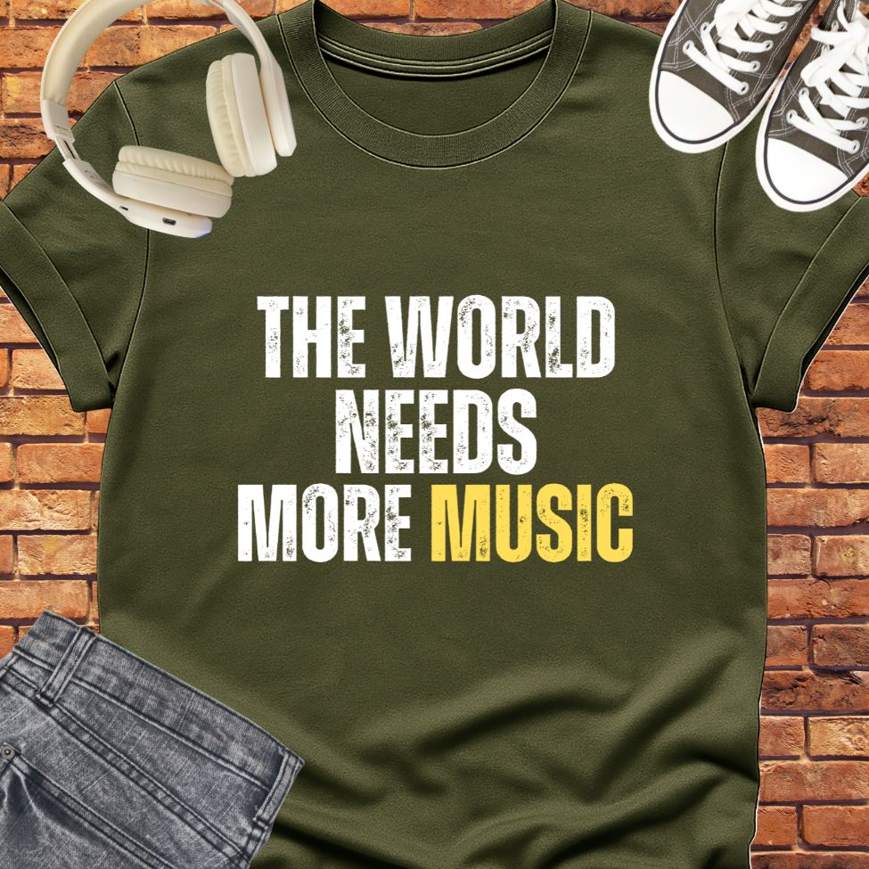 The World Needs More Music Unisex tee || Happiness and Music Merch