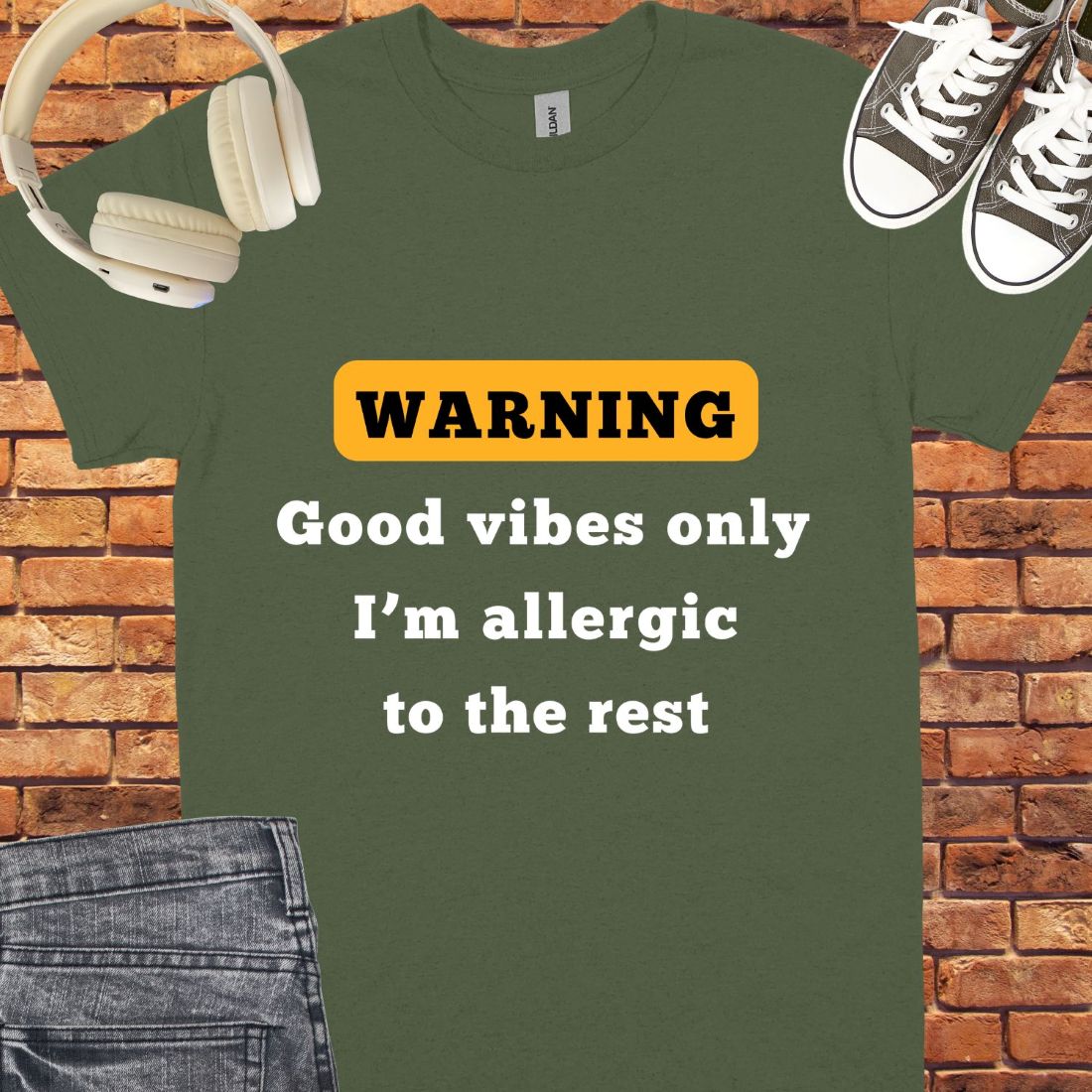 good vibe only I'm allergic tee || Happiness and Music Merch