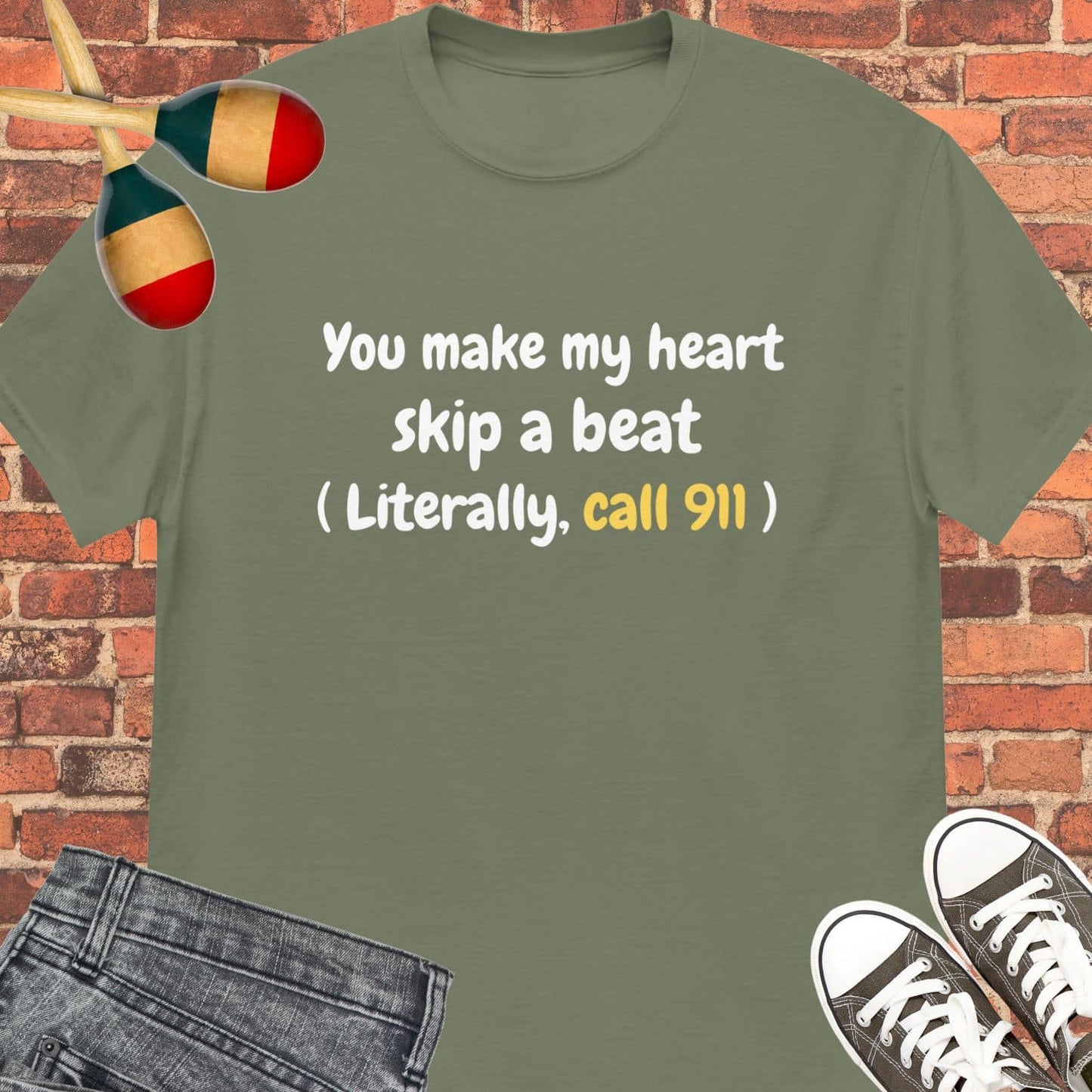 You make my heart skip a beat tee || Happiness and Music Merch