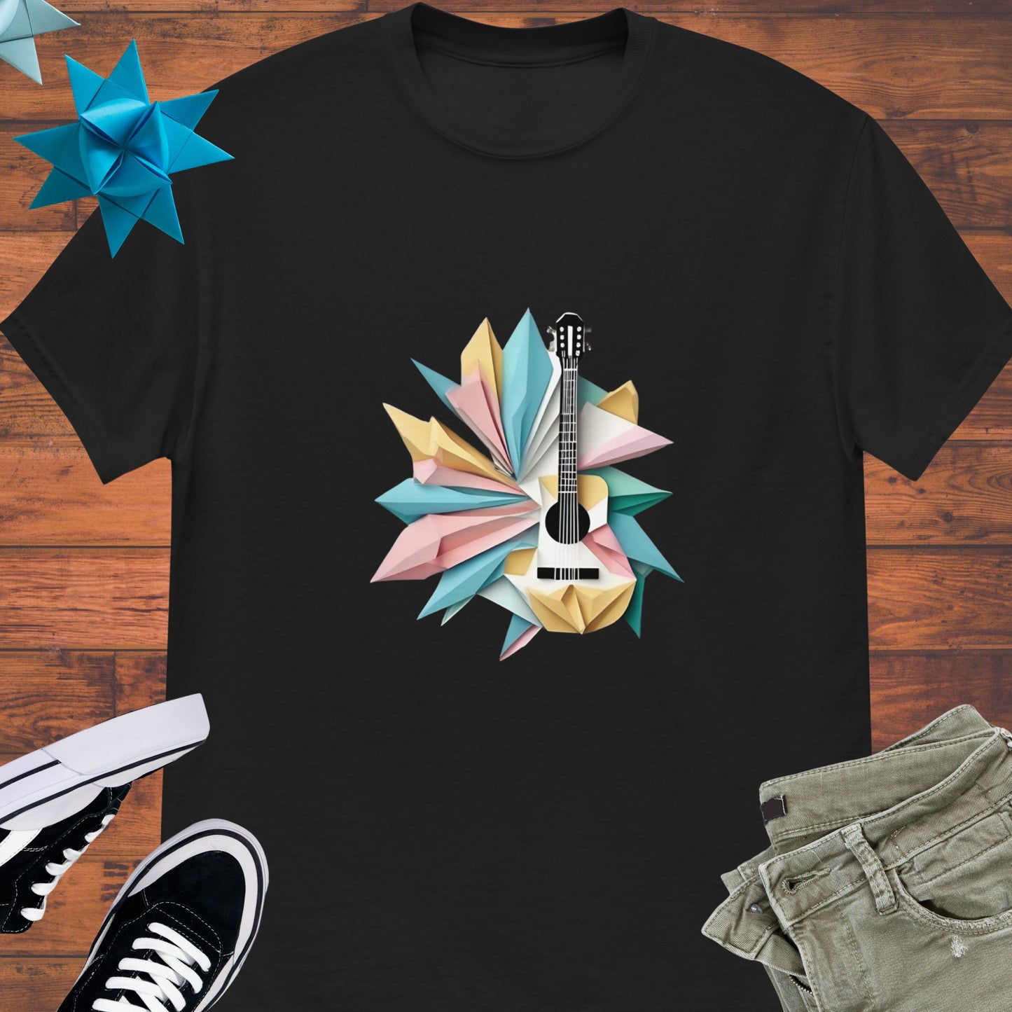 Guitar Origami Unisex tee 1 || Happiness and Music Merch