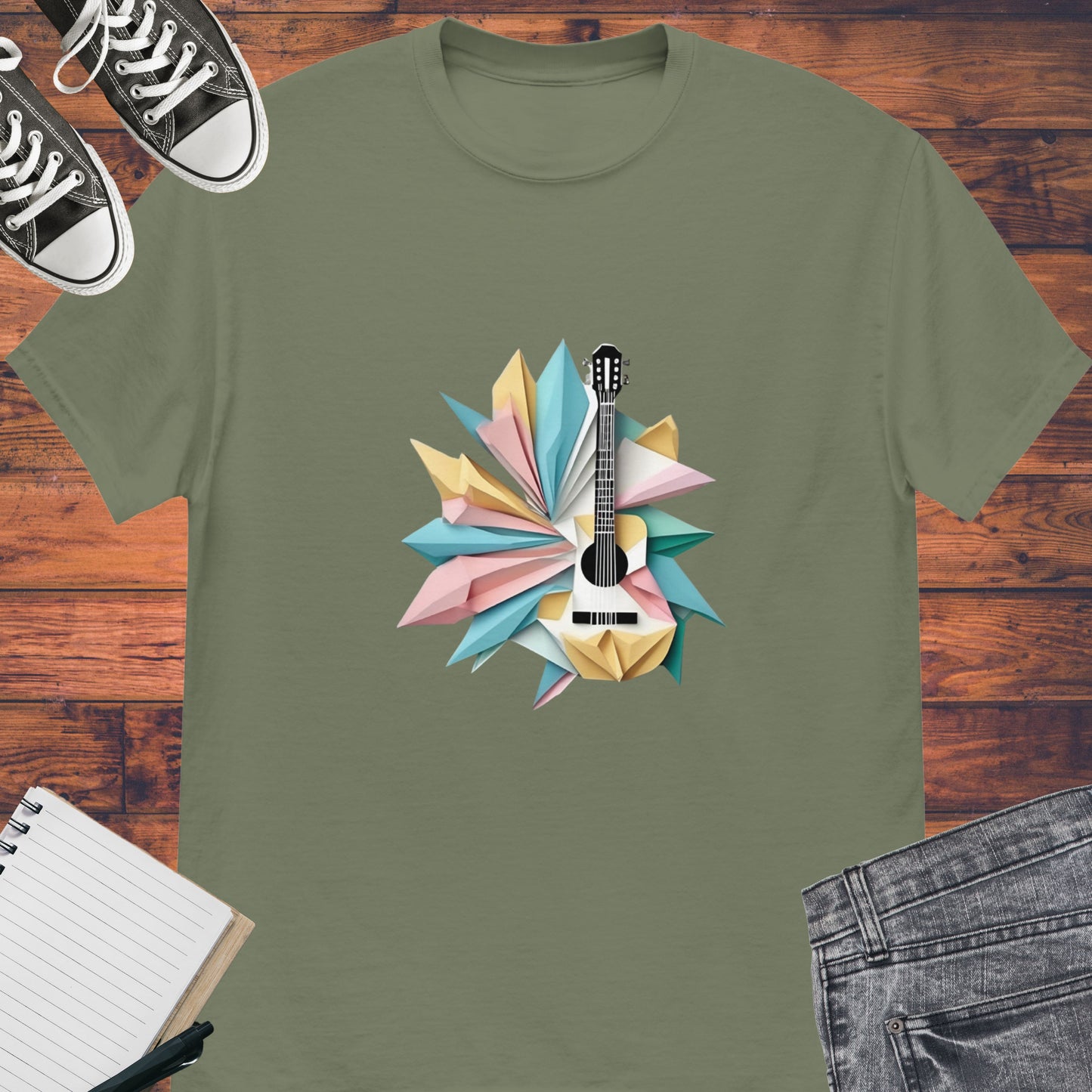 Guitar Origami Unisex tee 1 || Happiness and Music Merch