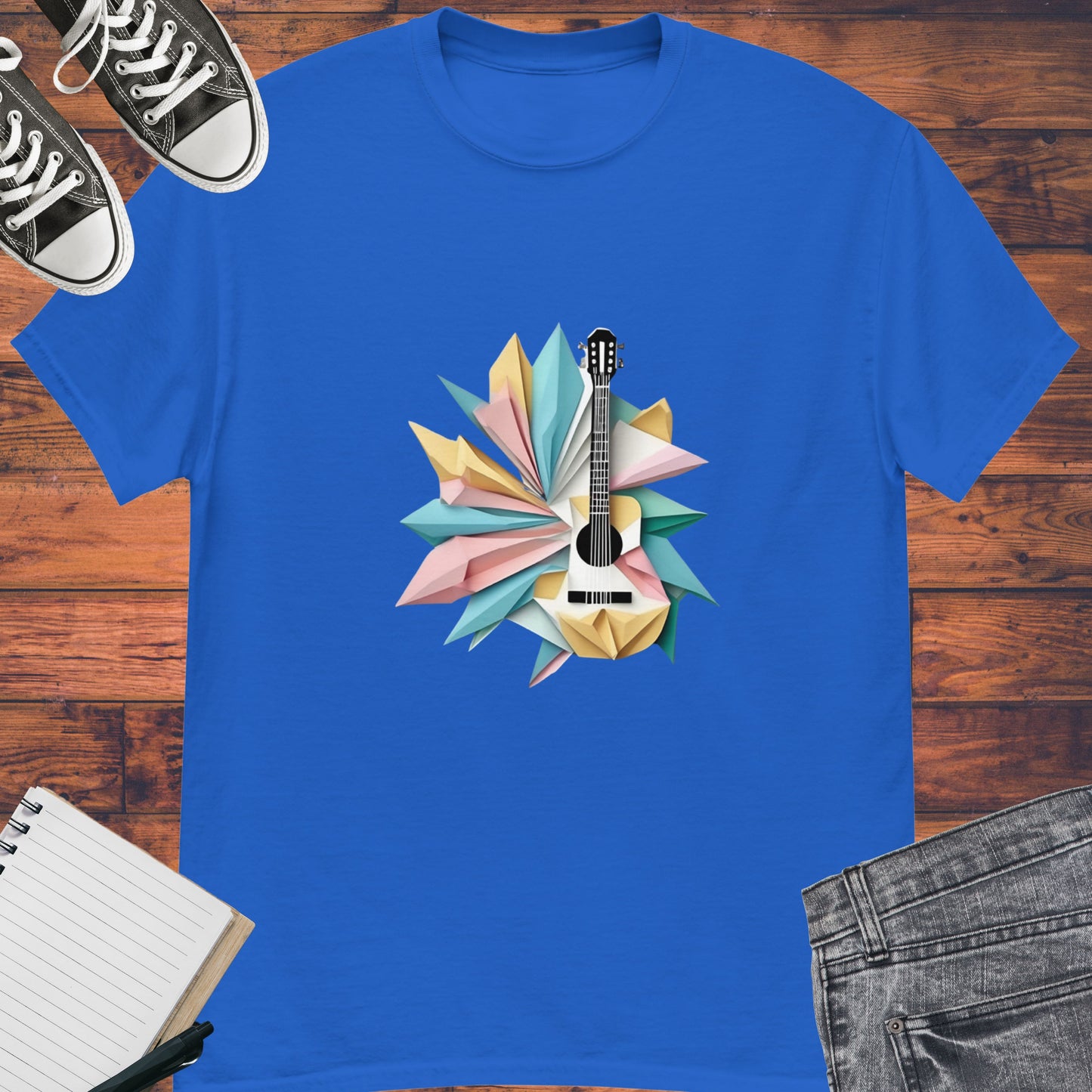 Guitar Origami Unisex tee 1 || Happiness and Music Merch