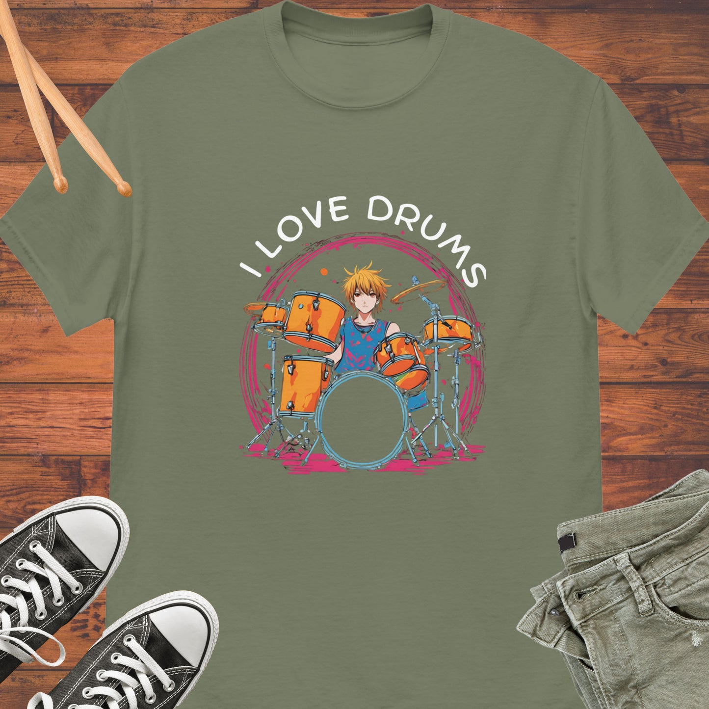 I Love Drums Unisex tee || Happiness and Music Merch