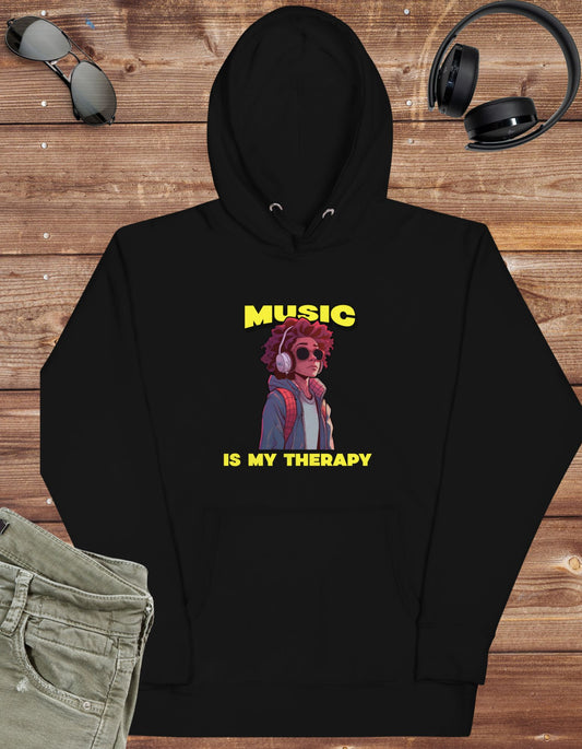 Music Is My Therapy Unisex Hoodie || Happiness and Music Merch