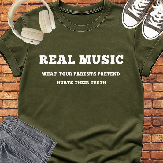 Real Music classic tee || Happiness and Music Merch