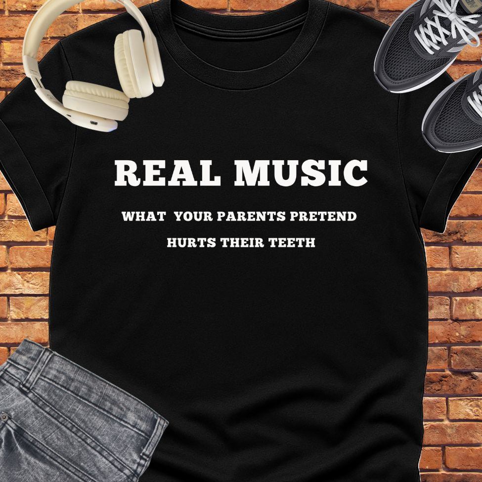 Real Music classic tee || Happiness and Music Merch