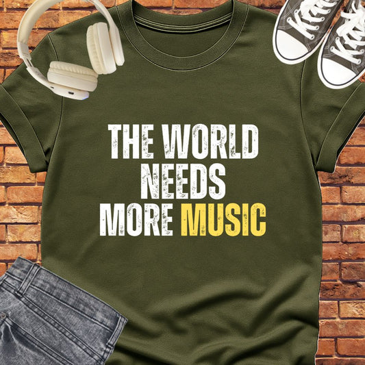 The World Needs More Music Unisex tee || Happiness and Music Merch