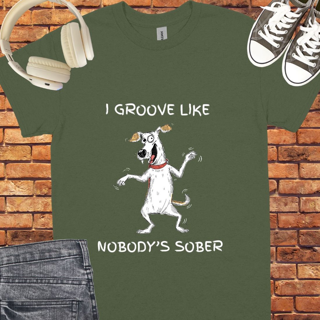 I groove like nobody’s sober tee || Happiness and Music Merch