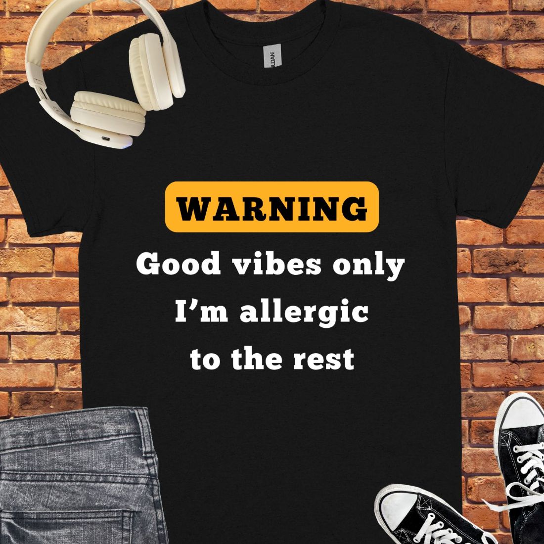 good vibe only I'm allergic tee || Happiness and Music Merch