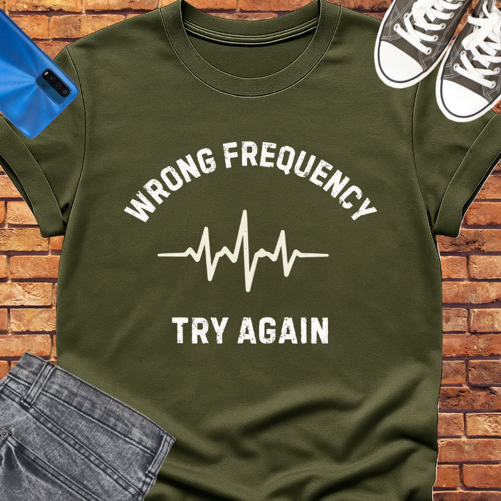 Wrong Frequency tee || Happiness and Music Merch