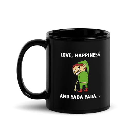 Love, Happiness, Yada Black Glossy Mug