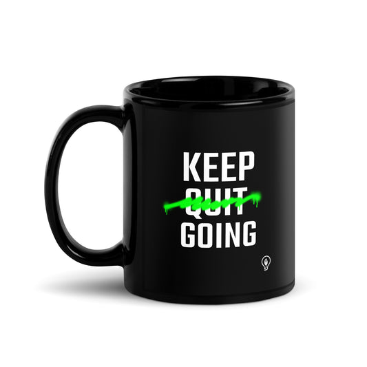 Keep Going Black Glossy Mug || Happiness and Music Merch