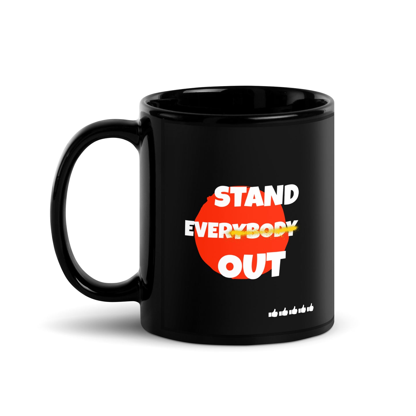 Stand out Black Glossy Mug || Happiness and Music Merch