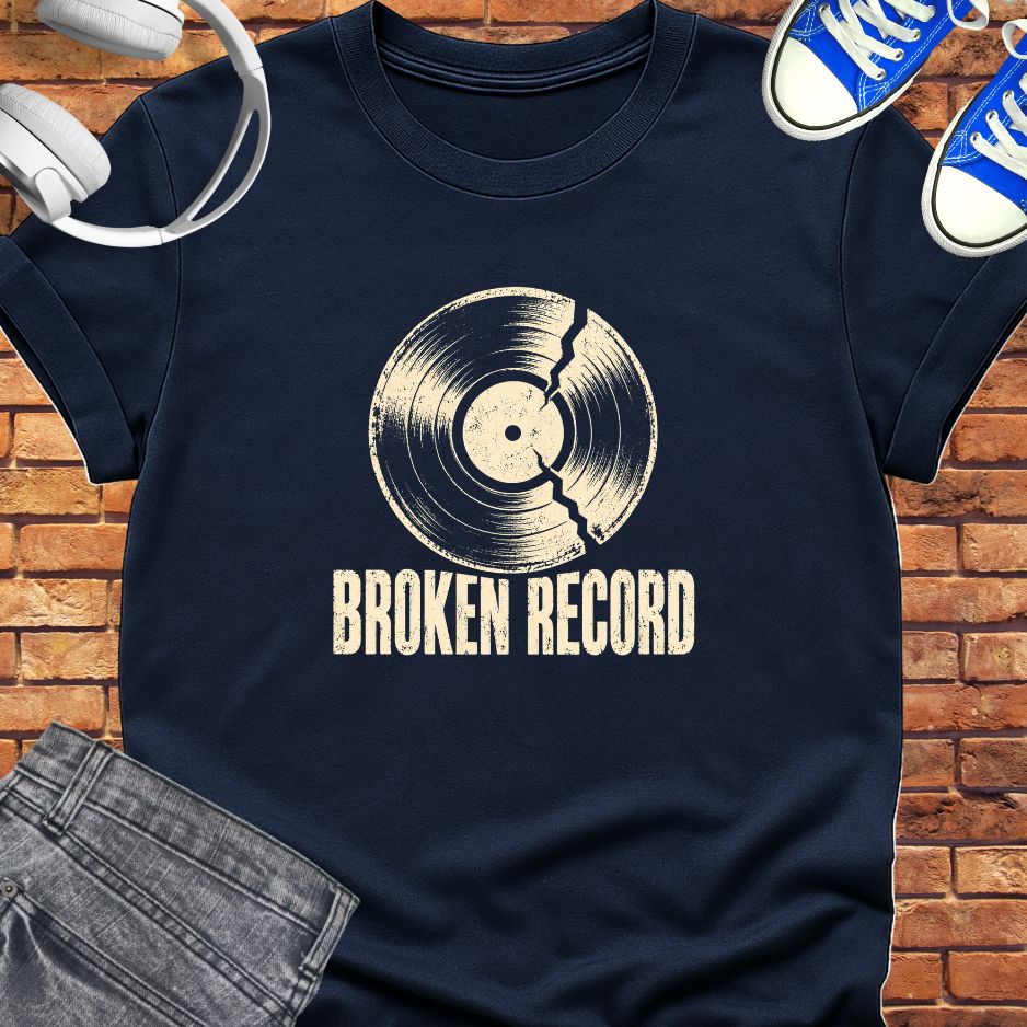 Broken Record classic tee || Happiness and Music Merch
