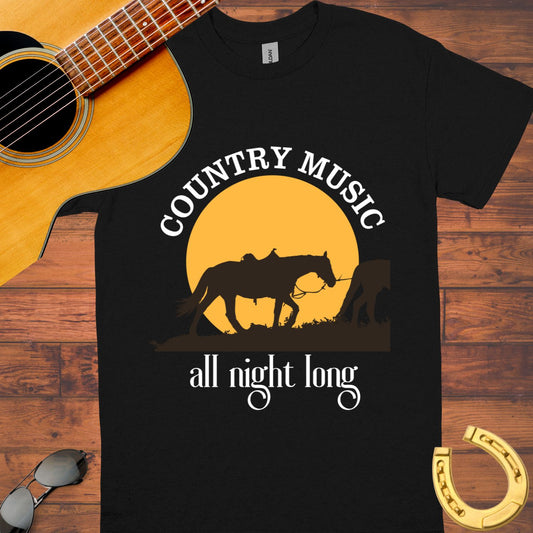 Country Music all night long unisex tee || Happiness and Music Merch