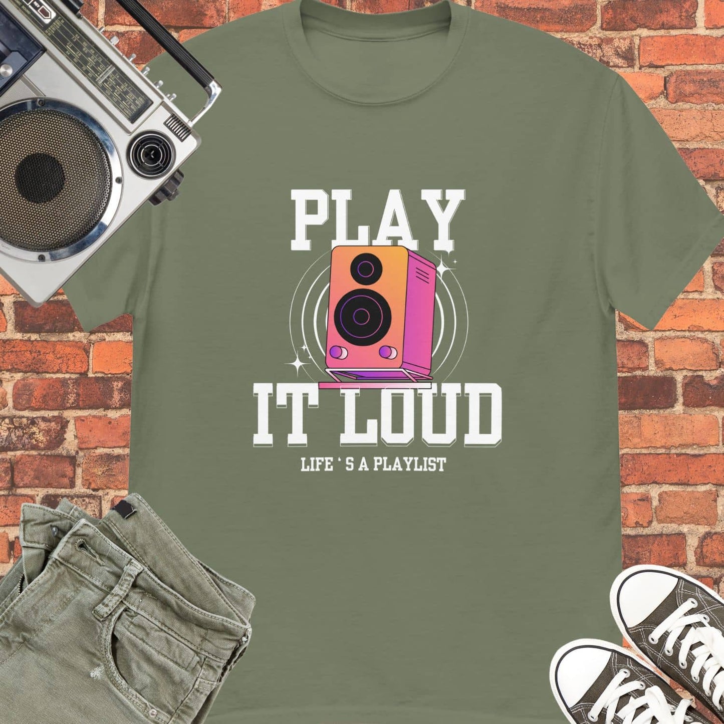 Play it Loud Unisex tee || Happiness and Music Merch