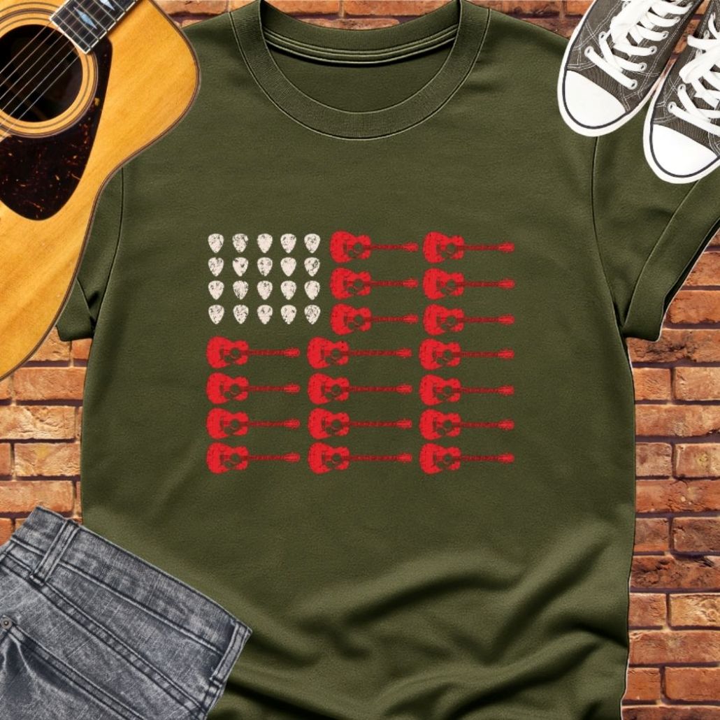 Guitar Flag tee || Happiness and Music Merch