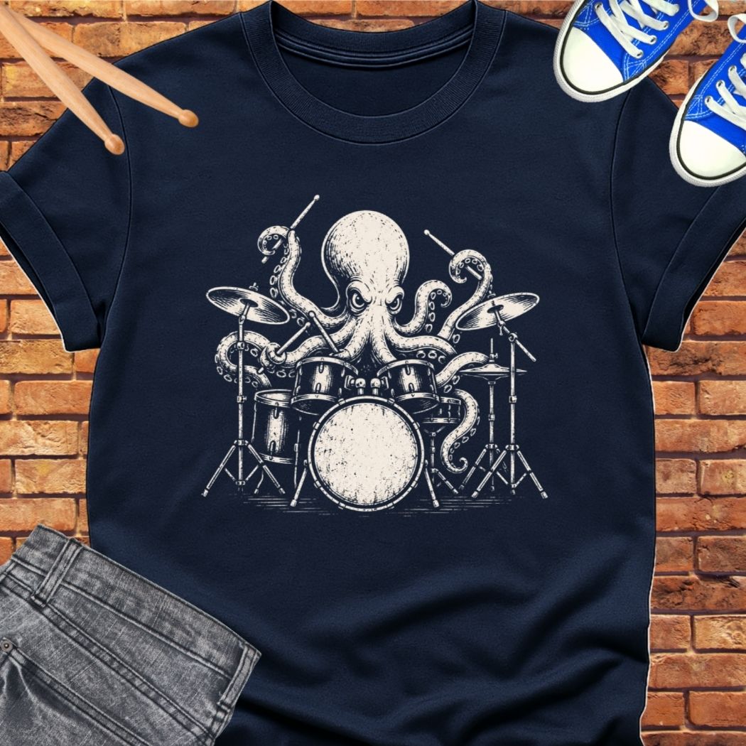 Octopus drummer tee || Happiness and Music Merch