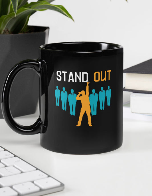 Stand out Black Glossy Mug || Happiness and Music Merch