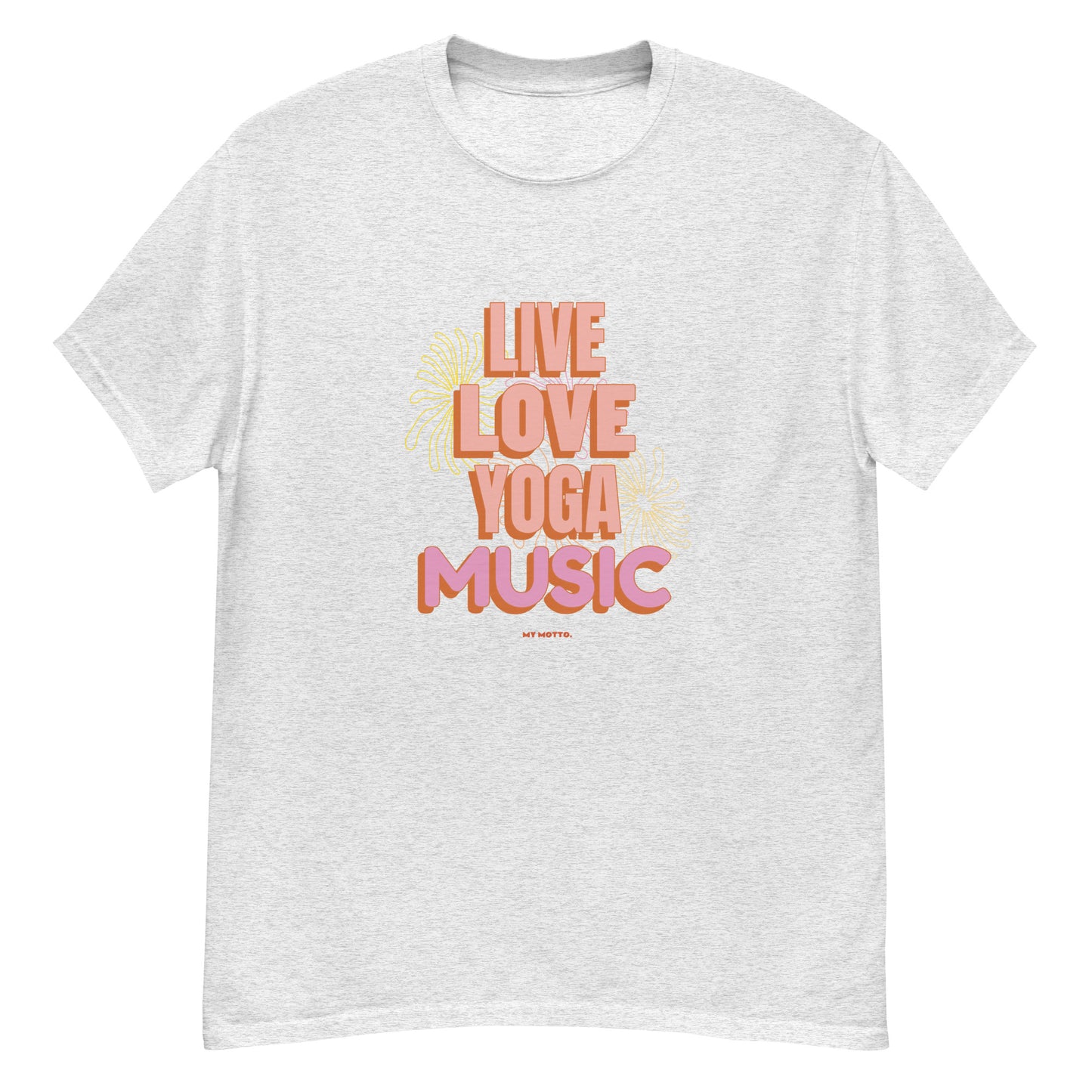 Live, Love, Yoga, Music Unisex tee || Happiness and Music Merch