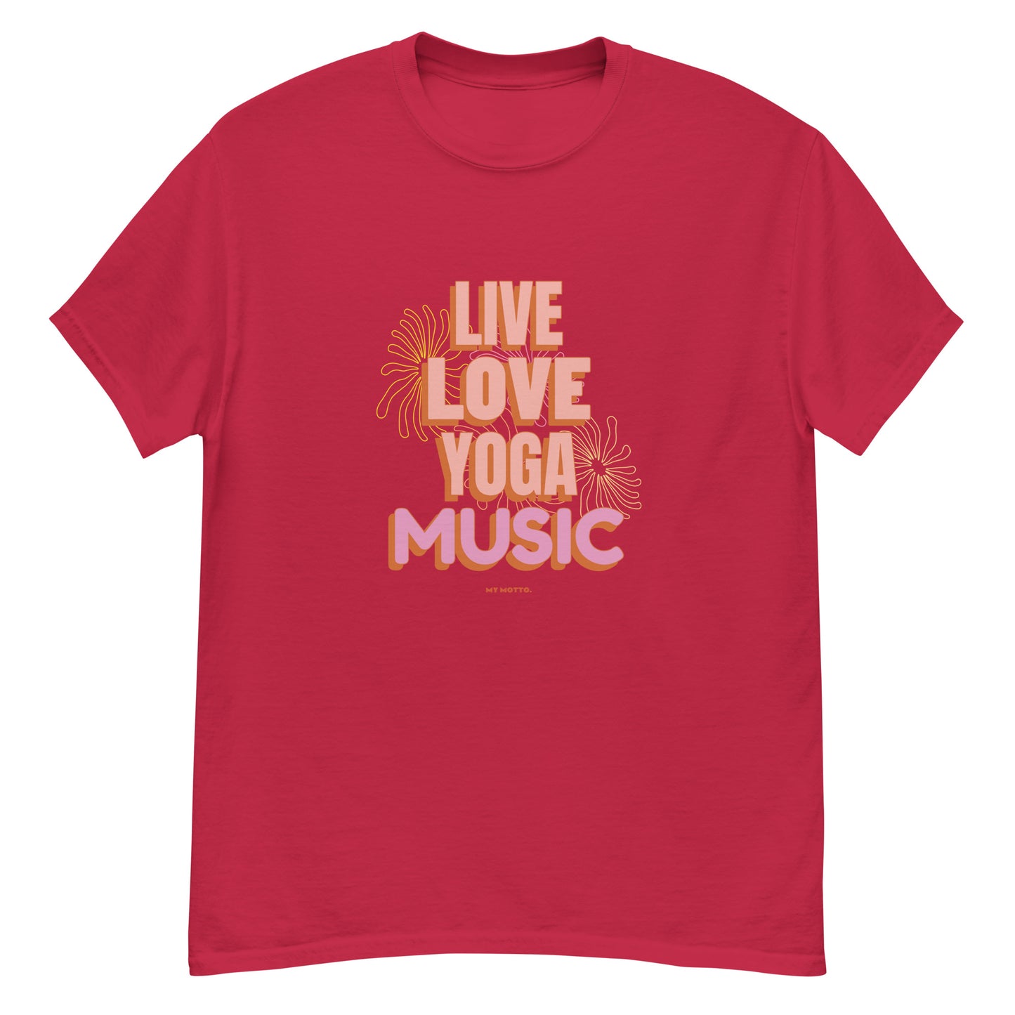 Live, Love, Yoga, Music Unisex tee || Happiness and Music Merch