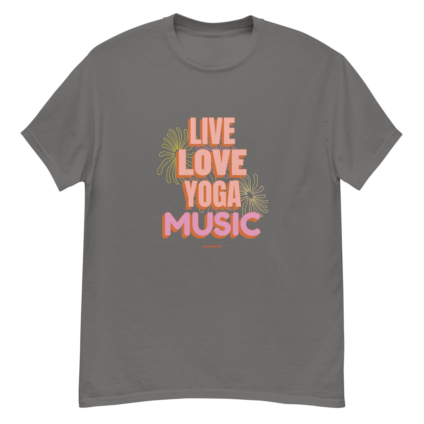 Live, Love, Yoga, Music Unisex tee || Happiness and Music Merch