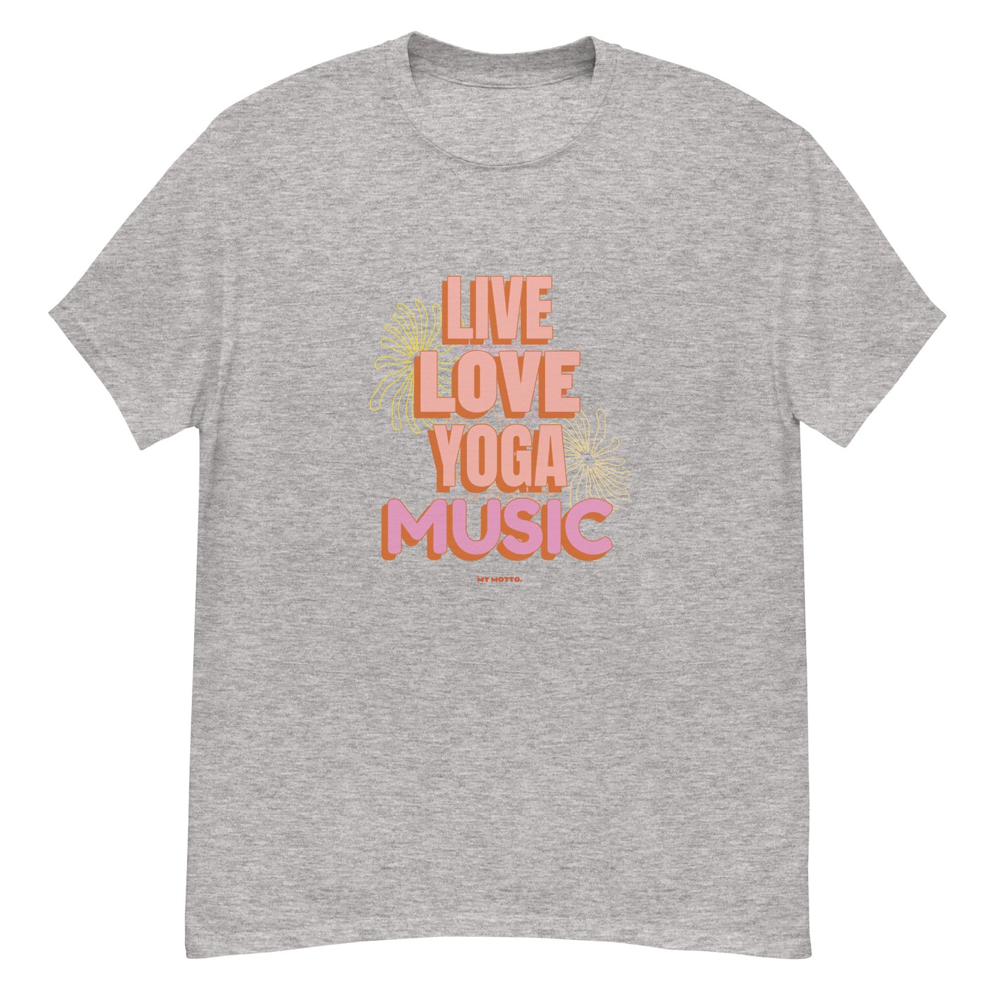 Live, Love, Yoga, Music Unisex tee || Happiness and Music Merch