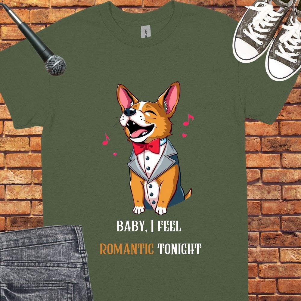 Baby, I Feel Romantic Tonight tee || Happiness and Music Merch