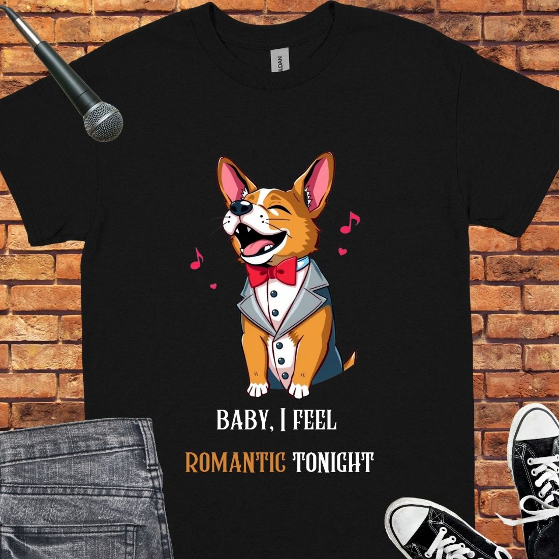 Baby, I Feel Romantic Tonight tee || Happiness and Music Merch